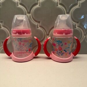 NUK Baby Trainer Sippy Bottles - Pink Floral (Set of 4)